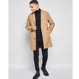 Topman wool blend camel color topcoat